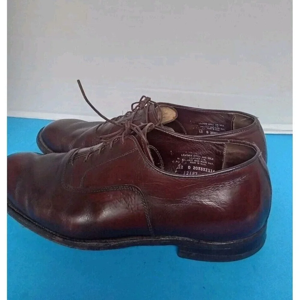 Vintage Mens Brown Leather Oxford Dress Shoes Made in USA 12 D 12187 603
